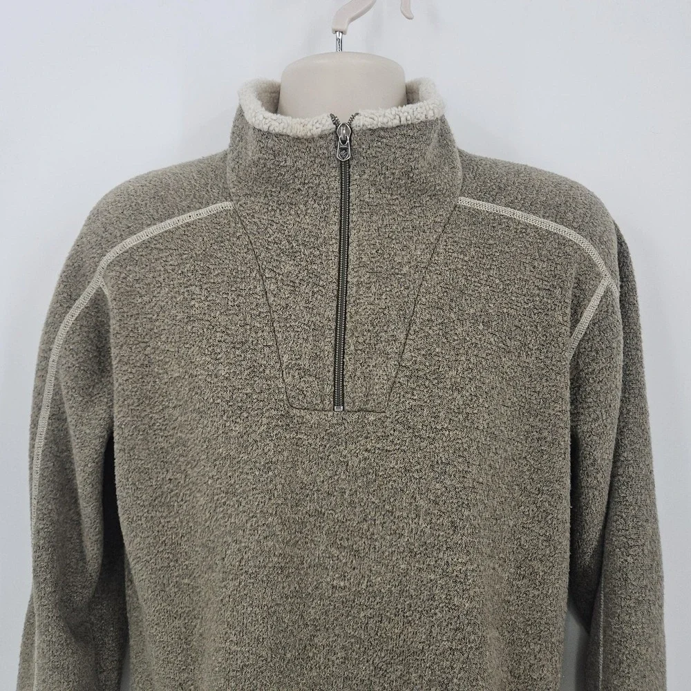 Kuhl Alfpaca Fleece Sweater Mens Medium‎ Brown 1/4 Zip Pullover Outdoor Warm